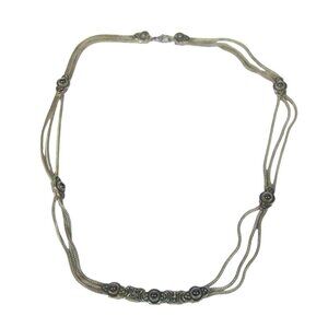 Festoon Byzantine Style Vintage Silver Multi Foxtail Chain Necklace Garnet 17 in